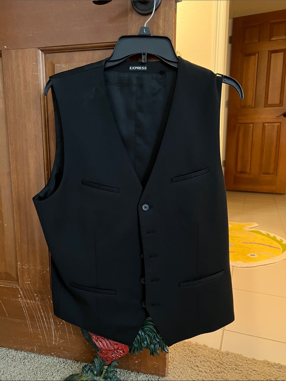 Express Men's Black Dress Vest - Button Front Waistcoat